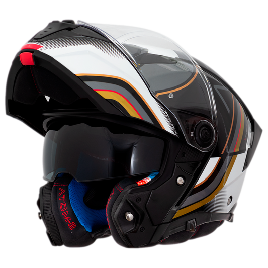 Capacete Mt Helmets Atom 2 SV Xenom B9 Branco Preto Brilho
