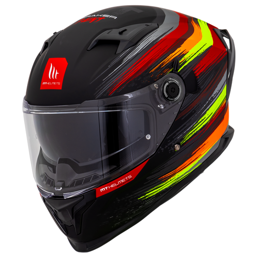 Capacete Mt Helmets Braker SV Paint C4 Flourecente Preto Brilho