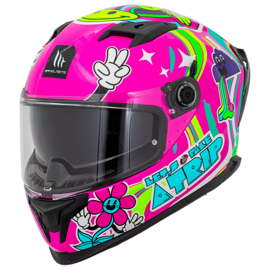 Capacete Mt Helmets Braker SV Trip C8 Rosa Brilho