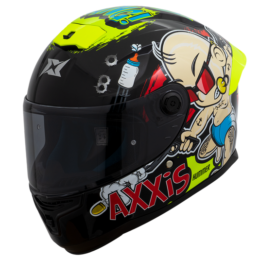 Capacete Axxis Hummer Baby Bang A3 Amarelo Flourescente Brilho