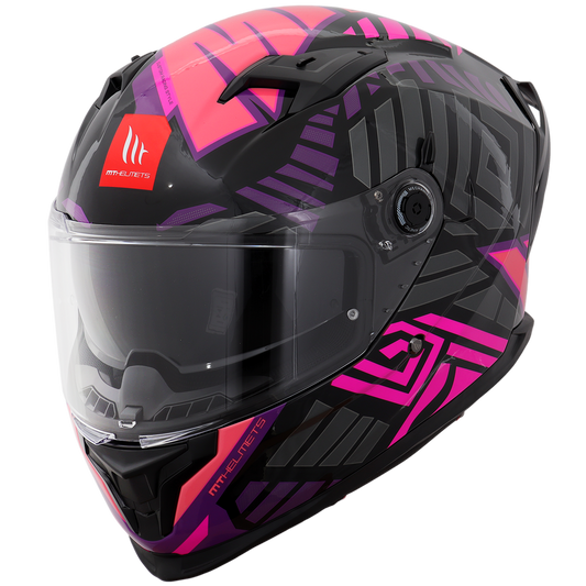 Capacete Mt Helmets Braker SV Zebra B8 Preto Rosa Flourescente Brilho