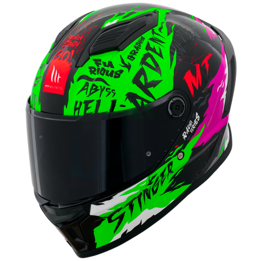 Capacete Mt Helmets Stinger 2 Ardent C13 Preto Amarelo Flourescente Brilho