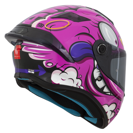 Capacete Mt Helmets Targo S Angela Demon B8 Rosa Roxo Brilho