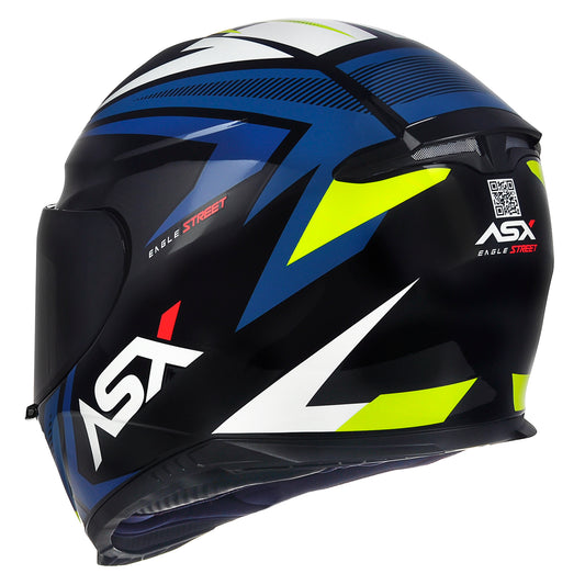 Capacete ASX Eagle Street Brilho Preto/Azul/Amarelo