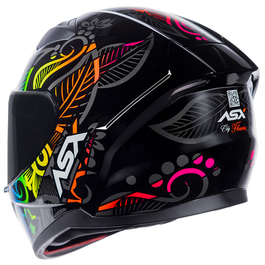 Capacete ASX City Flowers Brilho Preto Grafite Color