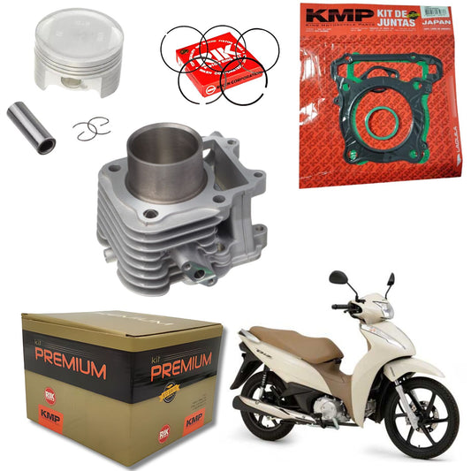KIT PREMIUM COM CILINDRO PISTAO KMP HONDA BIZ 125 2009 EM DIANTE