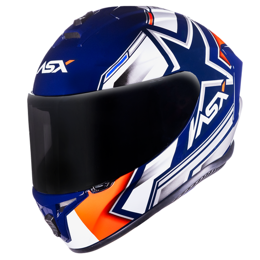 Capacete ASX draken Pilot Brilho Azul/Branco/Vermelho