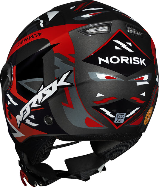 Capacete Norisk Orion Denver Preto Vermelho