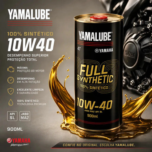 Óleo de Motor Yamalube 10W-40 Sintético 4T API SL JASO MA2 900 ml