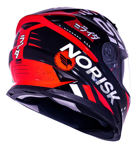 Capacete Norisk FF302 Soul Tokyo com Óculos Solar Interno Preto Vermelho Brilhante