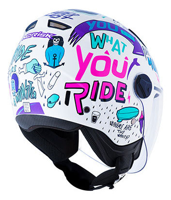Capacete Aberto Norisk Orion Free Branco Roxo Brilhante