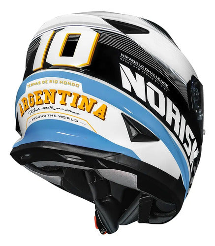 Capacete Norisk FF302 Soul II Grand Prix Argentina com Óculos Solar Interno Azul Branco