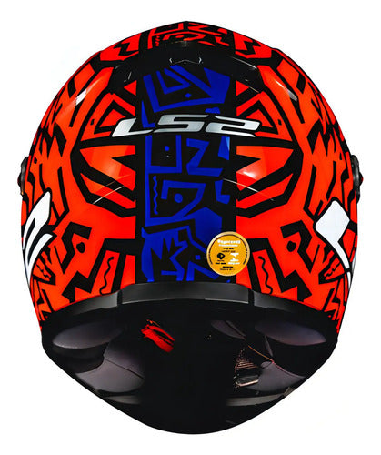 Capacete LS2 FF358 Memphis Laranja Azul Brilhante