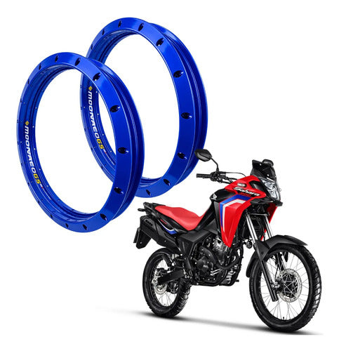Par de Aros de Roda GS Monaco Honda Xre Sahara Tornado 300 1.85x21 e 2.15x18 Azul