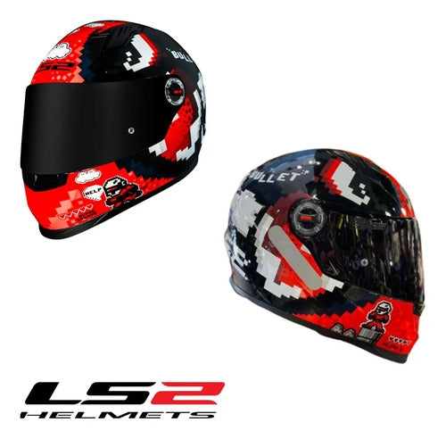 Capacete LS2 FF358 Bullet Preto Vermelho Brilhante