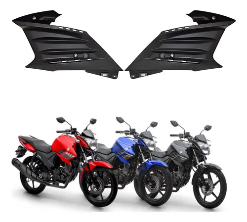 Par de Acabamentos Internos da Aba do Tanque Paramotos Yamaha Fazer 150 2014 a 2024 Preto
