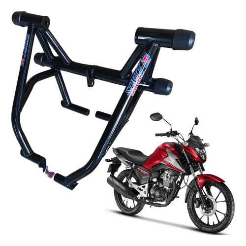 Protetor de Motor Stunt Race Honda Cg 160 Titan Fan Start Cargo 2016 em diante Preto Brilhante