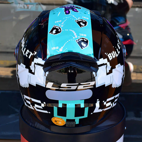 Capacete LS2 FF358 Bullet Preto Azul Brilhante