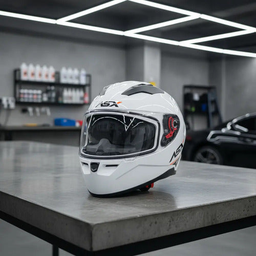 Capacete ASX City SV Solid com Óculos Solar Interno Branco Brilhante Tamanho 54/XS