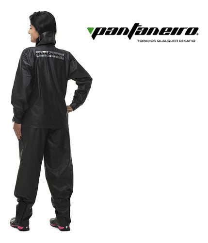 Capa de Chuva Conjunto Pantaneiro PVC com Gola Feminina Preto