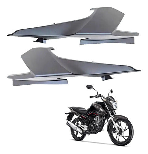 Par de Rabetas Laterais Paramotos Honda Cg 160 Titan 2022 a 2024 Cinza Una