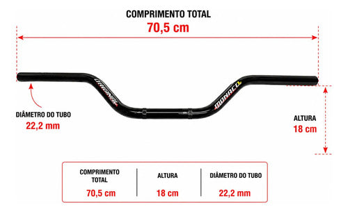 Guidão Monaco Honda Cb 250f Twister 2016 a 2022 Preto Brilhante