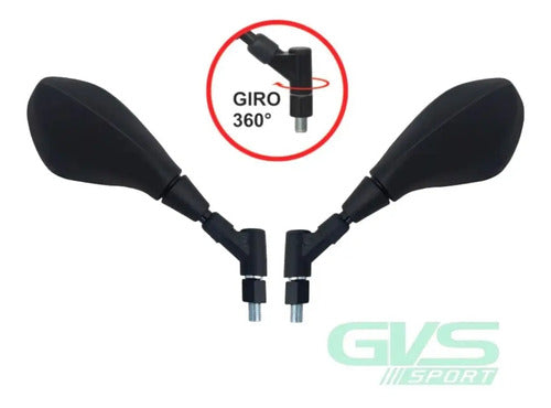 Par de Retrovisores GVS Yamaha Factor 125 Factor Fazer 150 Lander Fazer 250 Mt-03 Lente Convexa