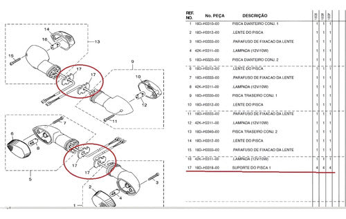 Suporte do Pisca Yamaha Factor 125 Fazer Factor Crosser 150 Fazer Lander 250