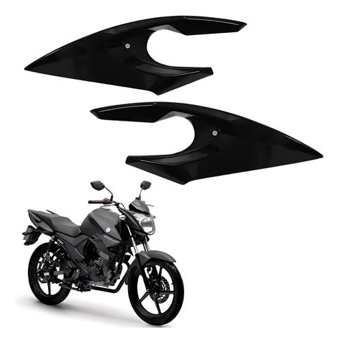 Bananinha Par de Carenagens Laterais do Farol Paramotos Yamaha Fazer 150 2014 a 2024 Preto Metálico