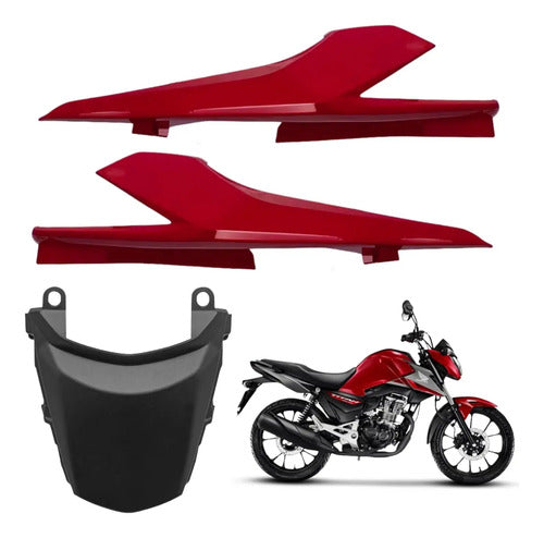 Kit Rabeta Lateral Completa Paramotos Honda Cg 160 Titan 2016 a 2024 Vermelho Perolizado