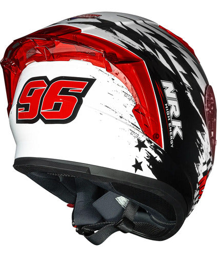 Capacete Norisk Flow Daytona com 2 Viseiras e Spoiler Branco Vermelho