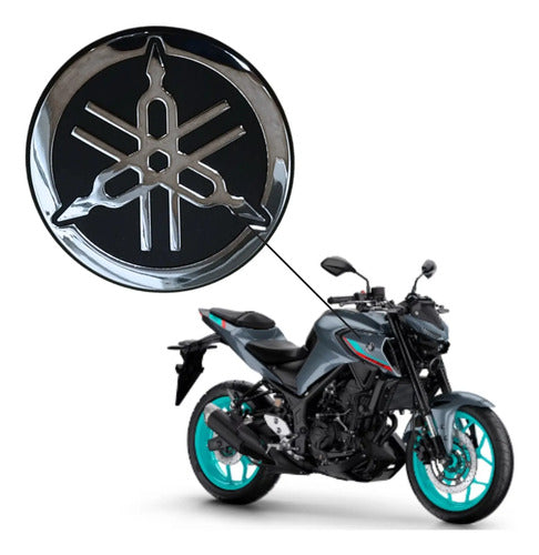 Adesivo Emblema Diapasão do Tanque Yamaha Mt-03 Yzf-R3 2022 em diante Preto