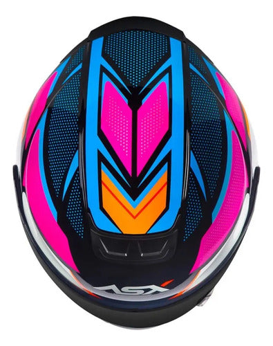Capacete ASX Eagle Fast Preto Rosa Branco Brilhante Tamanho 54/XS