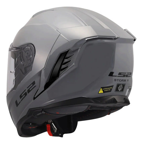 Capacete LS2 FF818 Storm III Solid com Óculos Solar Interno Cinza Brilhante Tamanho 62/XL