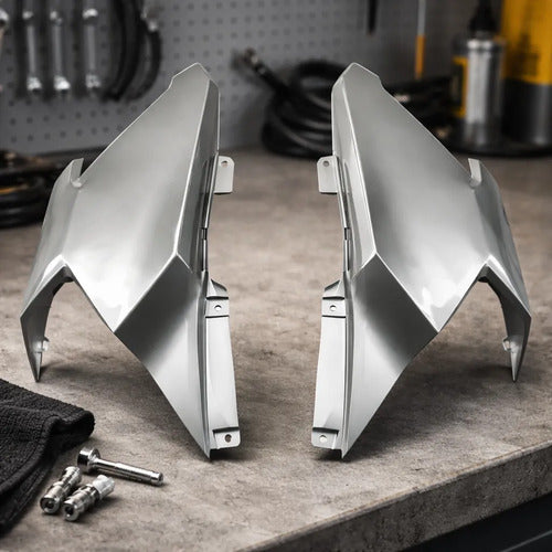 Par de Aletas Abas do Tanque Paramotos Honda Cg 160 Titan 2025 em diante Cinza Perolizado