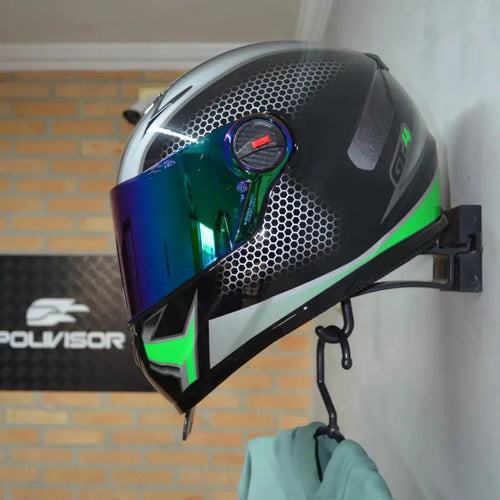Suporte de Parede Gancho Expositor de Capacete e Jaqueta Preto