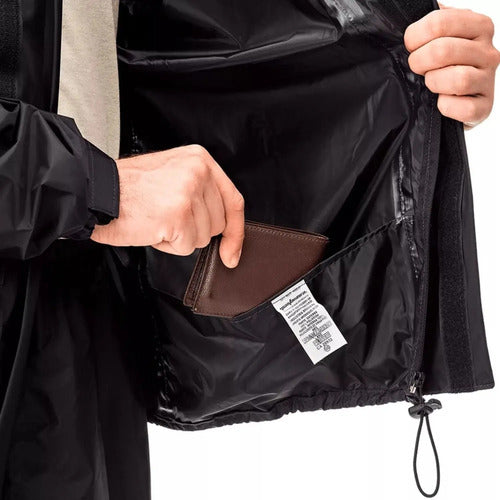 Capa de Chuva Conjunto Pantaneiro Nylon com Capuz Preto