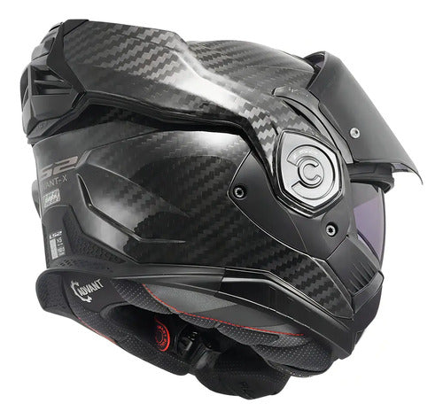 Capacete Escamoteável LS2 FF901 Advant X Carbon Solid com Óculos Solar Preto Brilhante