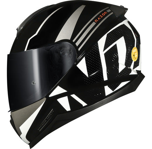 Capacete Norisk Razor Full Preto Branco Brilhante