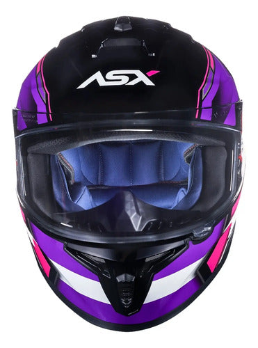 Capacete ASX Draken Pilot Preto Lilás Rosa Brilhante