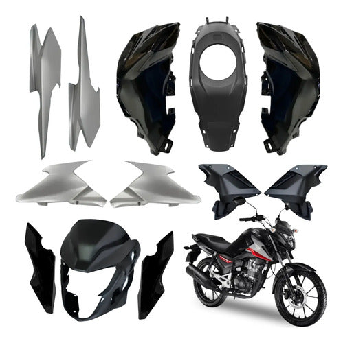 Kit Carenagem Completo Paramotos Honda Cg 160 Titan 2025 em diante Preto Brilhante
