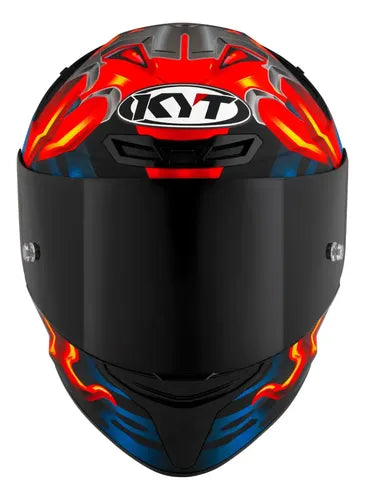Capacete KYT TT-Course Magnet Azul Vermelho Preto Brilhante