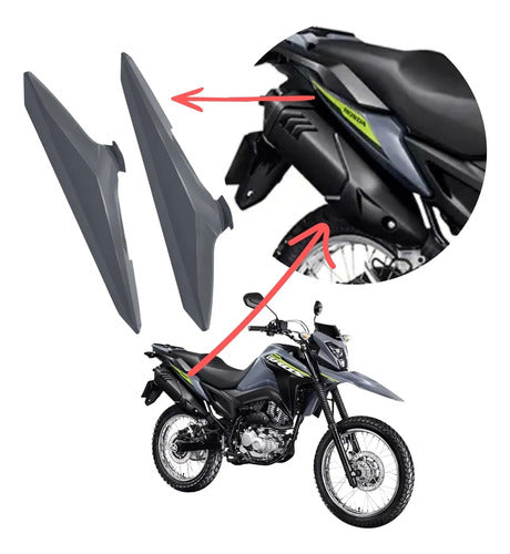 Par de Tampas Laterais Traseiras Paramotos Honda Bros 160 2025 em diante Cinza