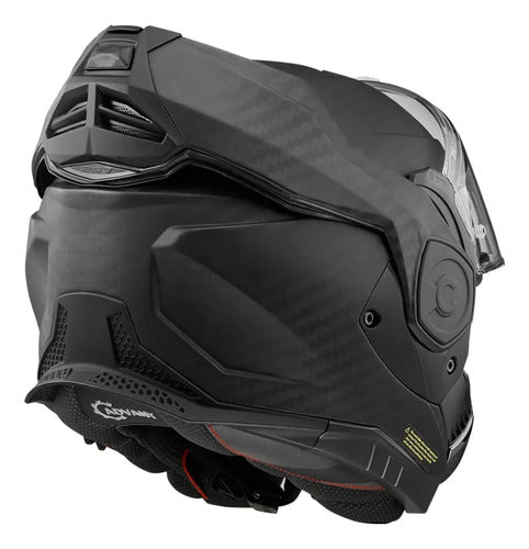 Capacete Escamoteável LS2 FF901 Advant X Carbon Solid com Óculos Solar Preto Fosco