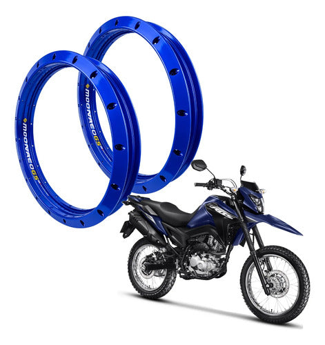 Par de Aros de Roda GS Monaco Honda Bros 125 150 160 1.85x19 e 2.15x17 Azul