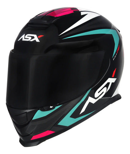 Capacete ASX Eagle Street Preto Azul Rosa Brilhante