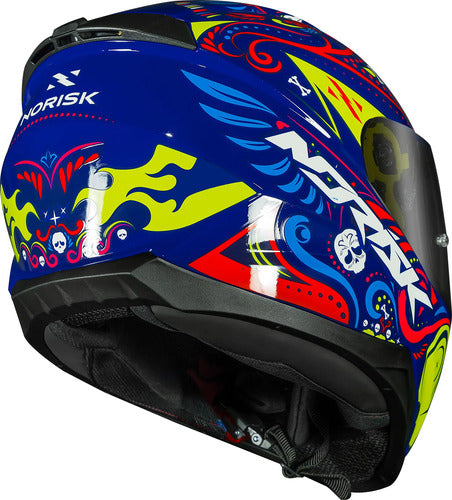Capacete Norisk Razor Circus Azul Amarelo Brilhante Tamanho 62/XL