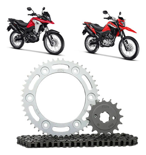 Kit Relação Iron sem Retentor Honda Bros 160 Xre 190 2016 em diante 428H 48/16T