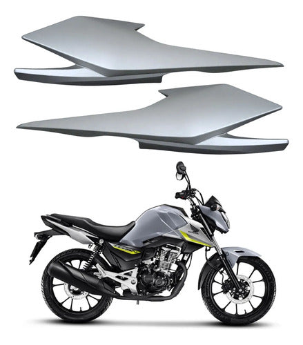 Par de Rabetas Laterais Paramotos Honda Cg 160 Titan 2025 em diante Prata Metálico