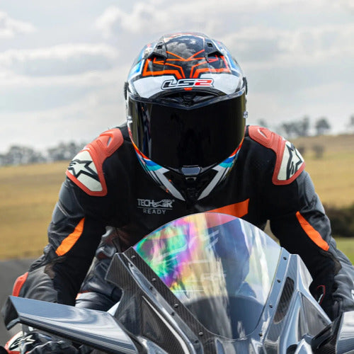 Capacete LS2 FF805 Thunder C GP Flash Black com Spoiler Preto Cinza Azul